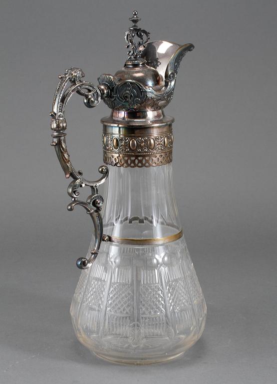 VINKANNA, glas och nysilver, sent 1800-tal.