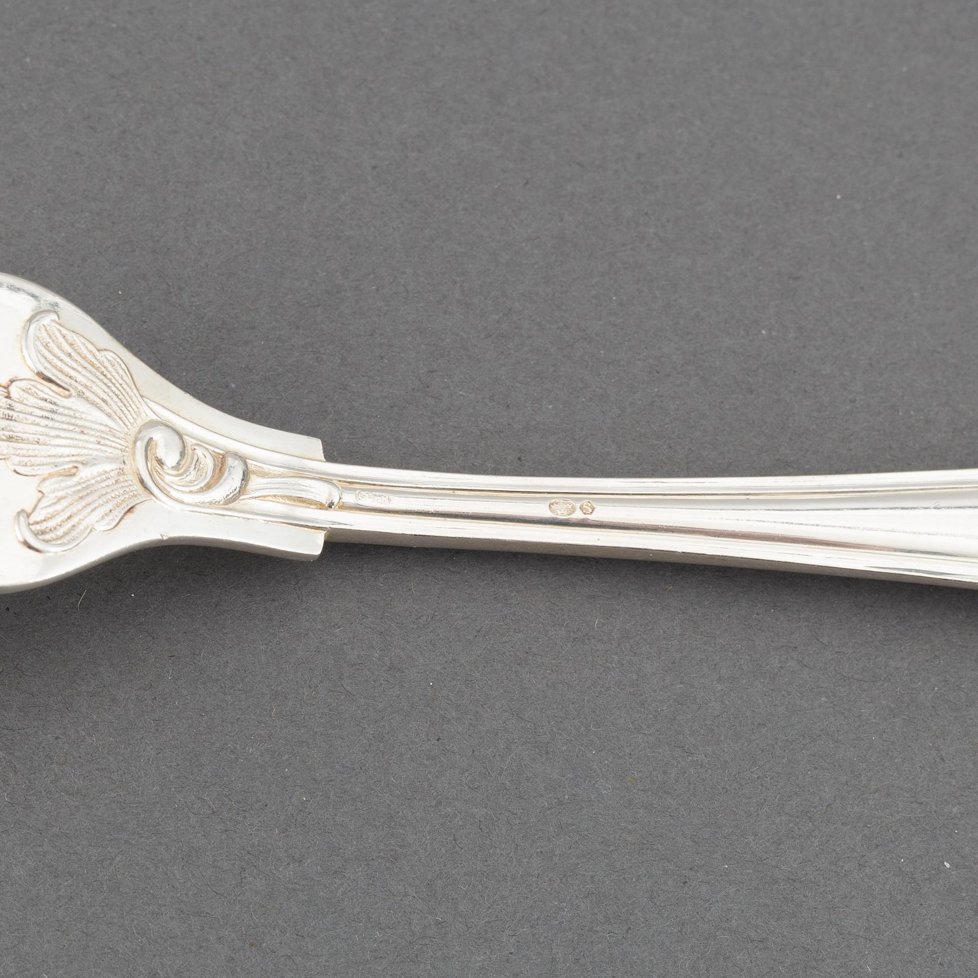 Besticksuppsättning, 59 delar, silver, modell Sachsisk, Cohr, Danmark. Svenskt importstämpel.