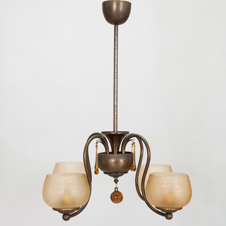 A 1930s pendant ceiling light, model 319/4, Taidetakomo Hakkarainen, Finland.