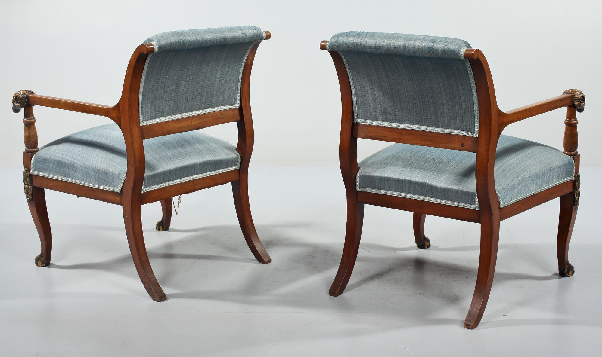 KARMSTOLAR, ett par, empire, 1800-talets första hälft.