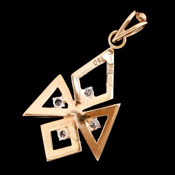 HÄNGE, 18 k, guld, med 4 briljantslipade diamanter ca 0.08 ct.