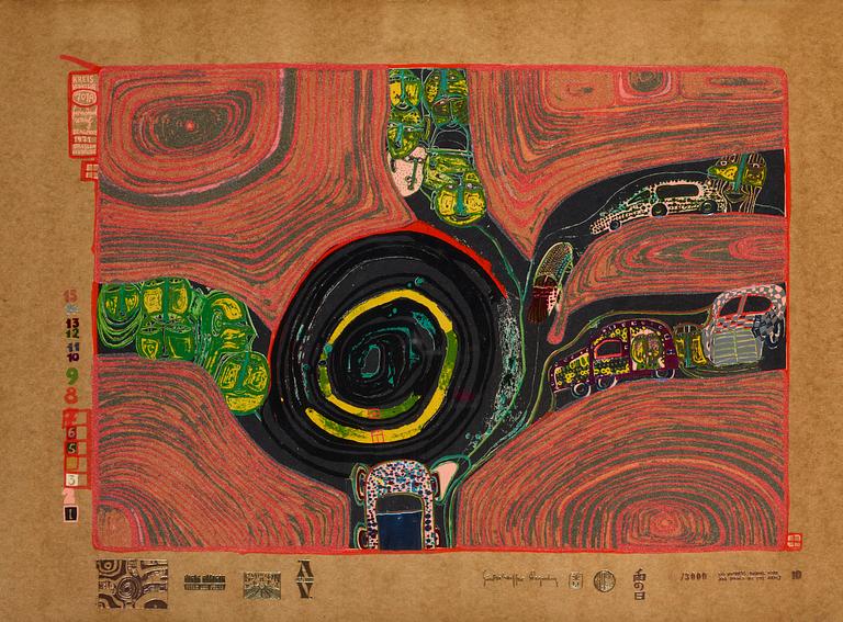 Friedensreich Hundertwasser, "Look at it on a rainy day (The Regentag portfolio)".