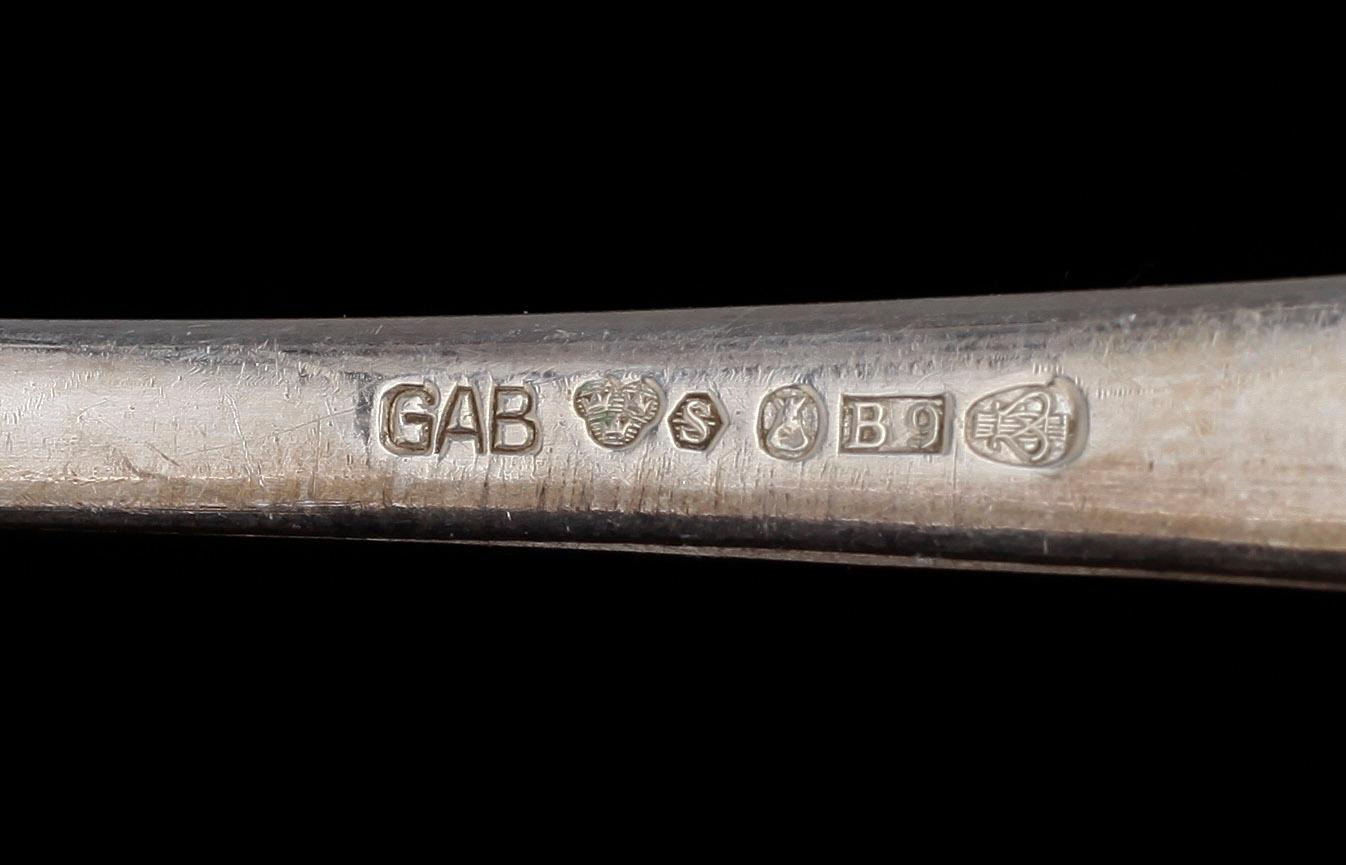 BESTICKSERVIS, delar, silver, "Chippendale", GAB, 1900-tal. Tot vikt ca 3800 gram.