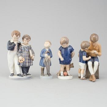 BING & GRØNDAHL & ROYAL COPENHAGEN, four porcelain figurines, late 20 th century.
