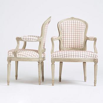 A pair of Transition Louis XV/Louis XVI armchairs, mid 18th century.