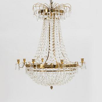 A contemporary Empire style chandelier for eight candles.