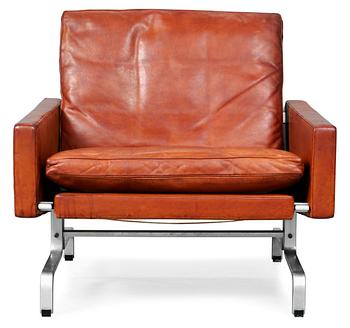 956. A Poul Kjaerholm brown leather and steel armchair "PK-31", E Kold Christensen, Denmark, 1960's, maker's mark in the steel.