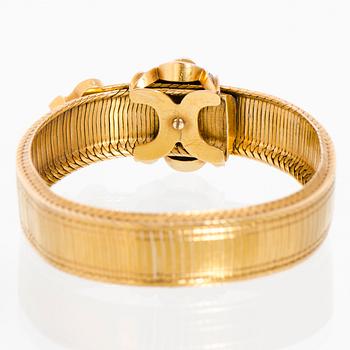 ARMBAND, emalj, pärlor, 18K guld, sent 1800-tal.