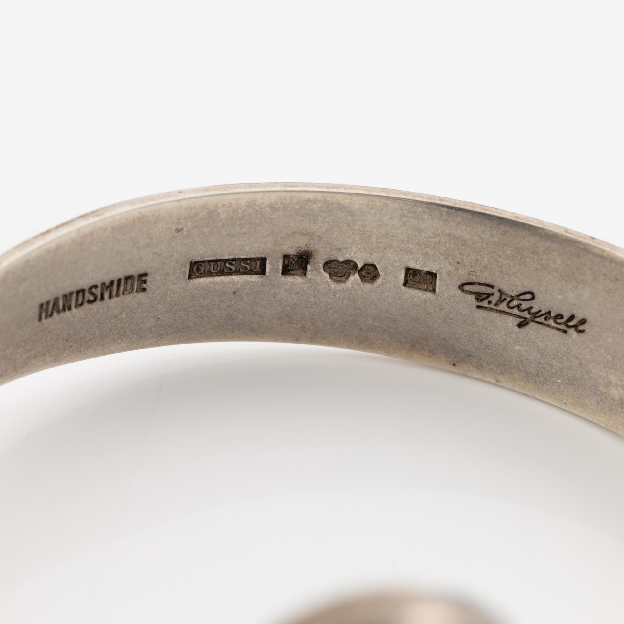 Arm ring and ring, silver with rock crystal, arm ring by Gert Thysell,