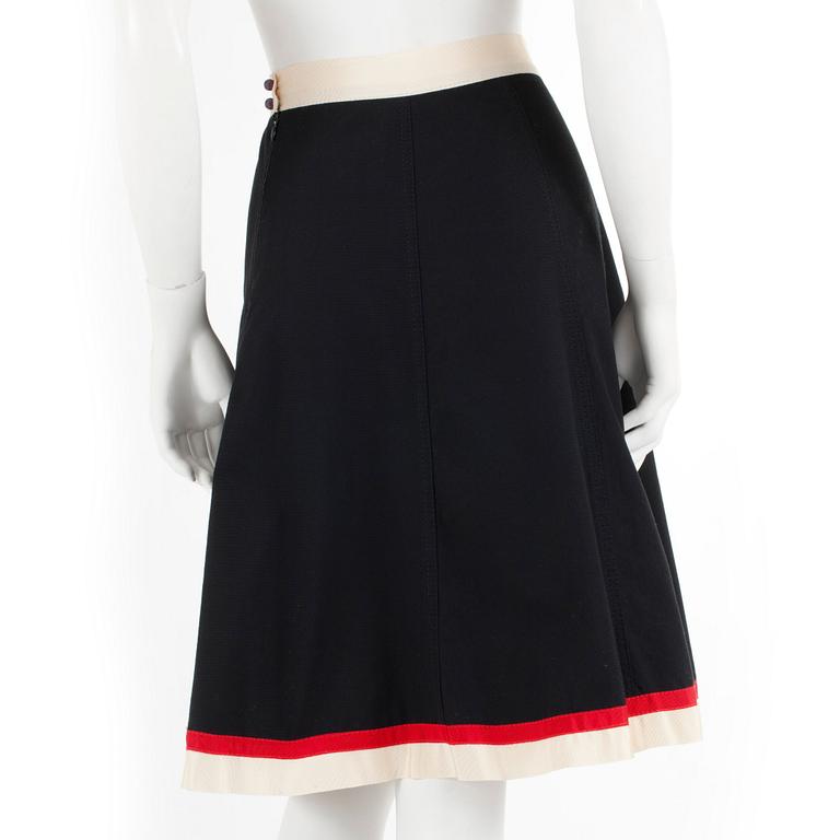 SONIA RYKILE, a black, red and white cottonblend skirt. French size 44.