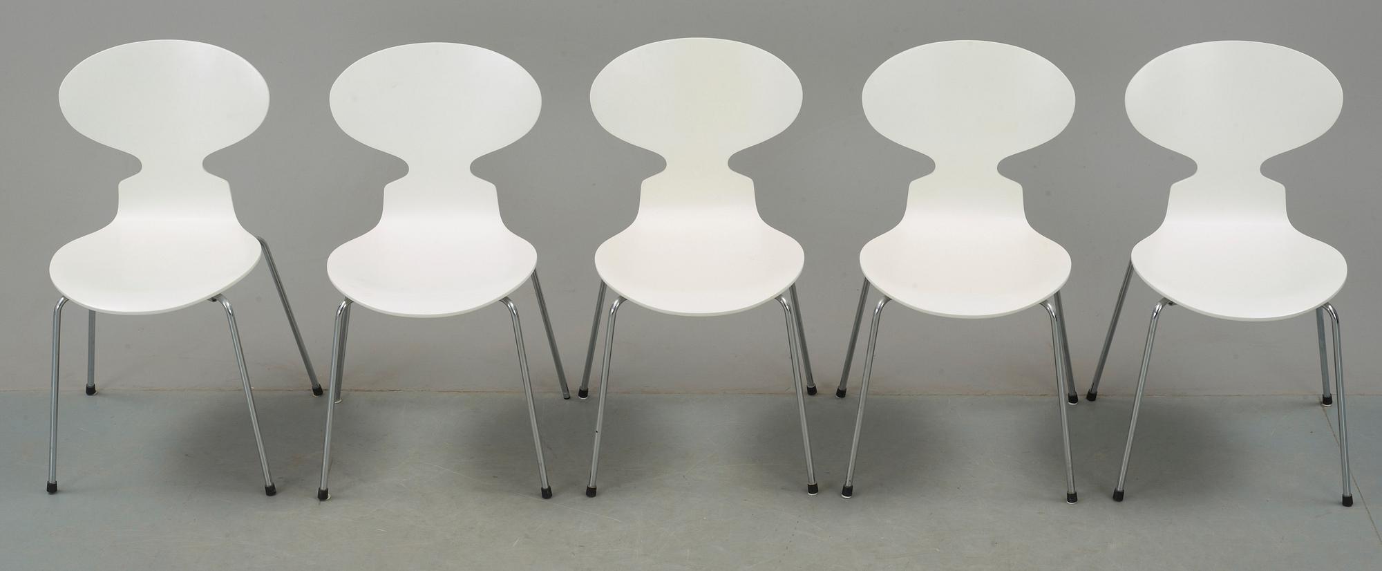 STOLAR, 5 st, "Myran", Arne Jacobsen, Fritz hansen, Danmark, 1900-talets slut.