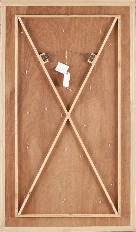 PILLAR RUG, FRAGMENT. Framed. Semi-antique China. 123 x 66 cm (with the frame 151 x 87,5 cm).