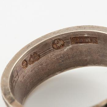 Lars Arby, five rings in sterling silver, Gothenburg 1963, 1966, 1967 and 1972.