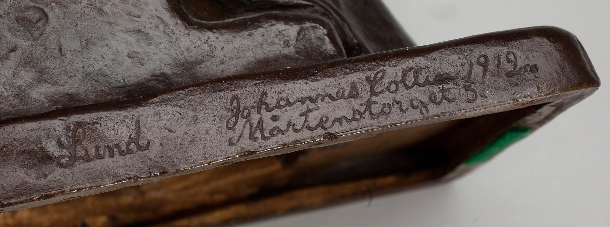 JOHANNES COLLIN, skulptur, brons, sign o dat 1912.