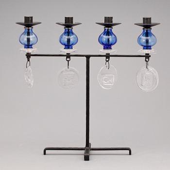 KANDELABER, Erik Höglund, Boda Glasbruk, 1960-tal.