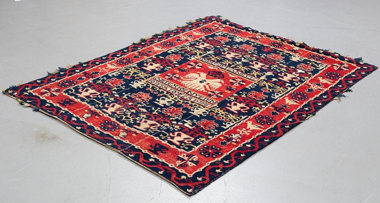 Matta/sängtäcke, antik Alpujarra, ca 228 x 169 cm, Andalusien, Spanien, daterad 1776.
