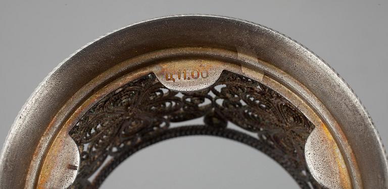 TEELASINPIDIKKEITÄ, 6 kpl, uushopeaa, Venäjä 1900-luvun loppupuoli.