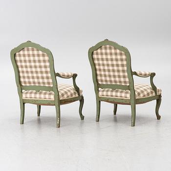 Armchairs, a pair, Rococo style, early 20th century.