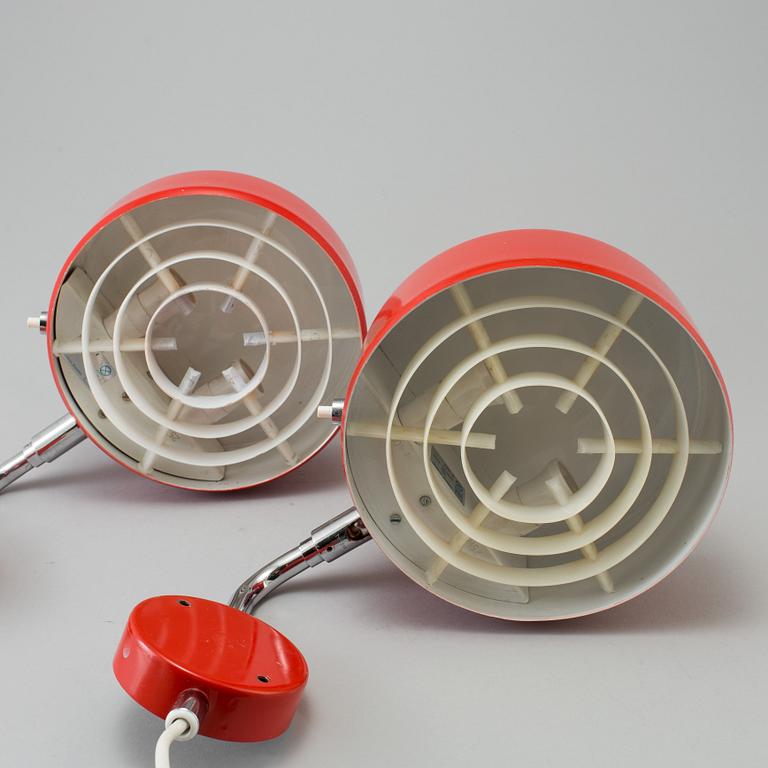 VÄGGLAMPOR, ett par, Ateljé Lyktan, Åhus, 1060/70-tal.