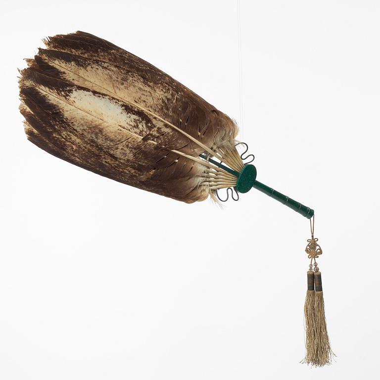 Solfjäder, bl. a malakit. Qingdynastin, 1800-tal.