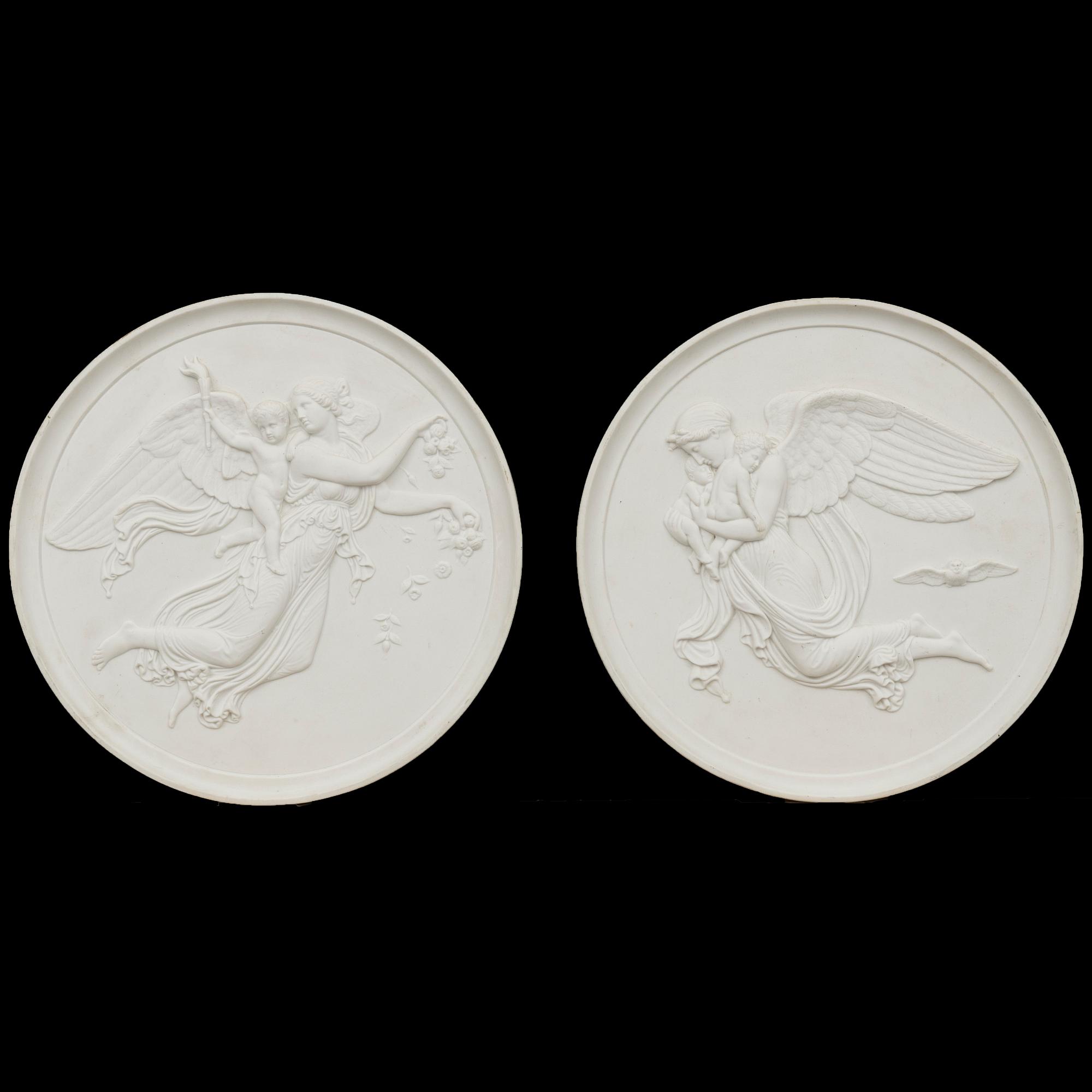 BERTEL THORVALDSEN, reliefer ett par, Royal Copenhagen, 1800-tal.