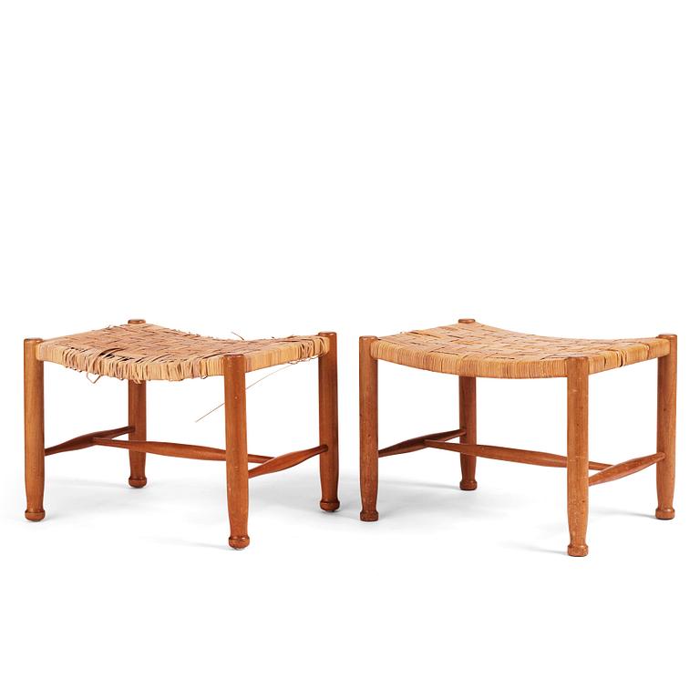 Josef Frank, a pair of stools model "686", Firma Svenskt Tenn, Sweden mid-20th century.