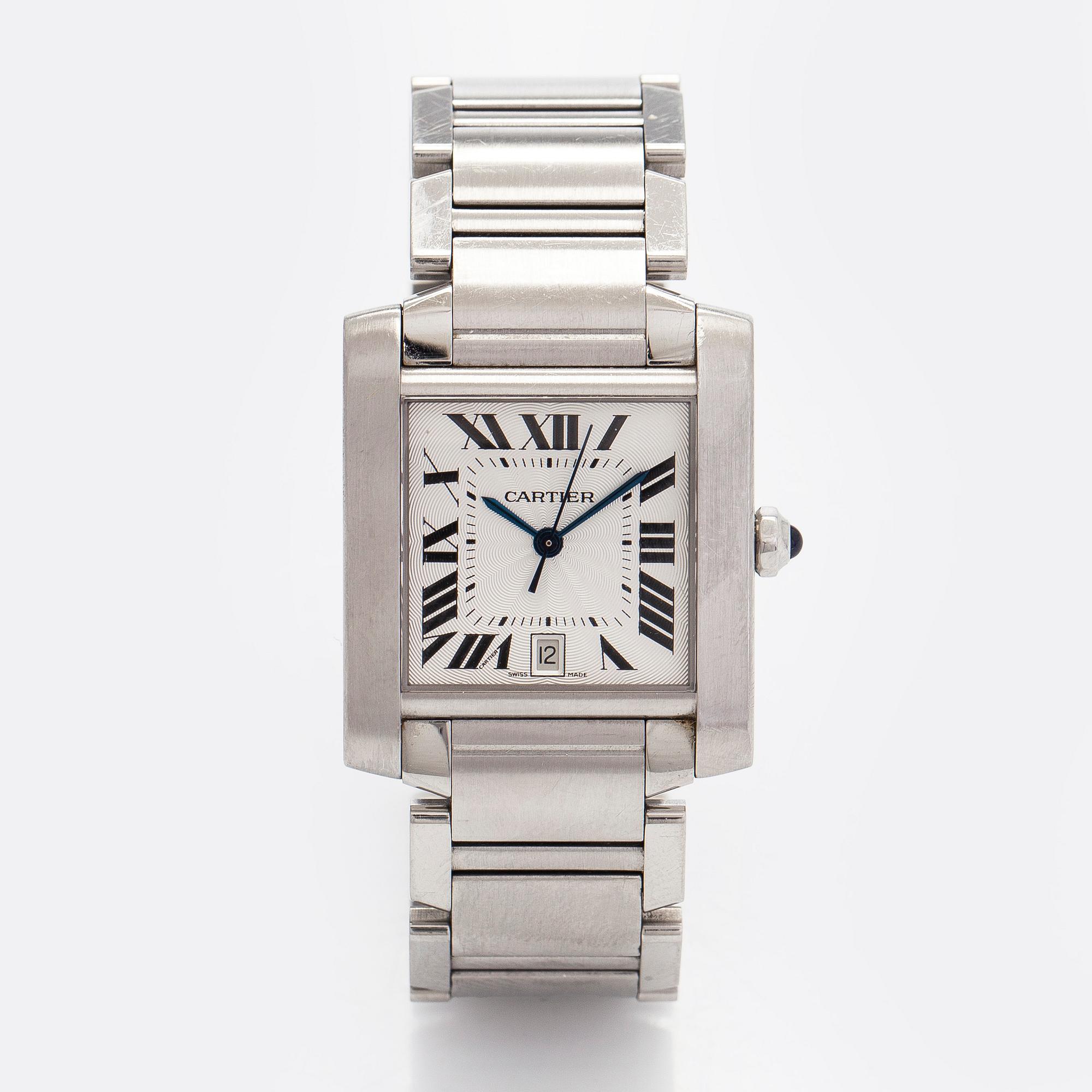 Cartier, Tank Francaise, wristwatch, 28 x 24 (32) mm, steel, automatic.