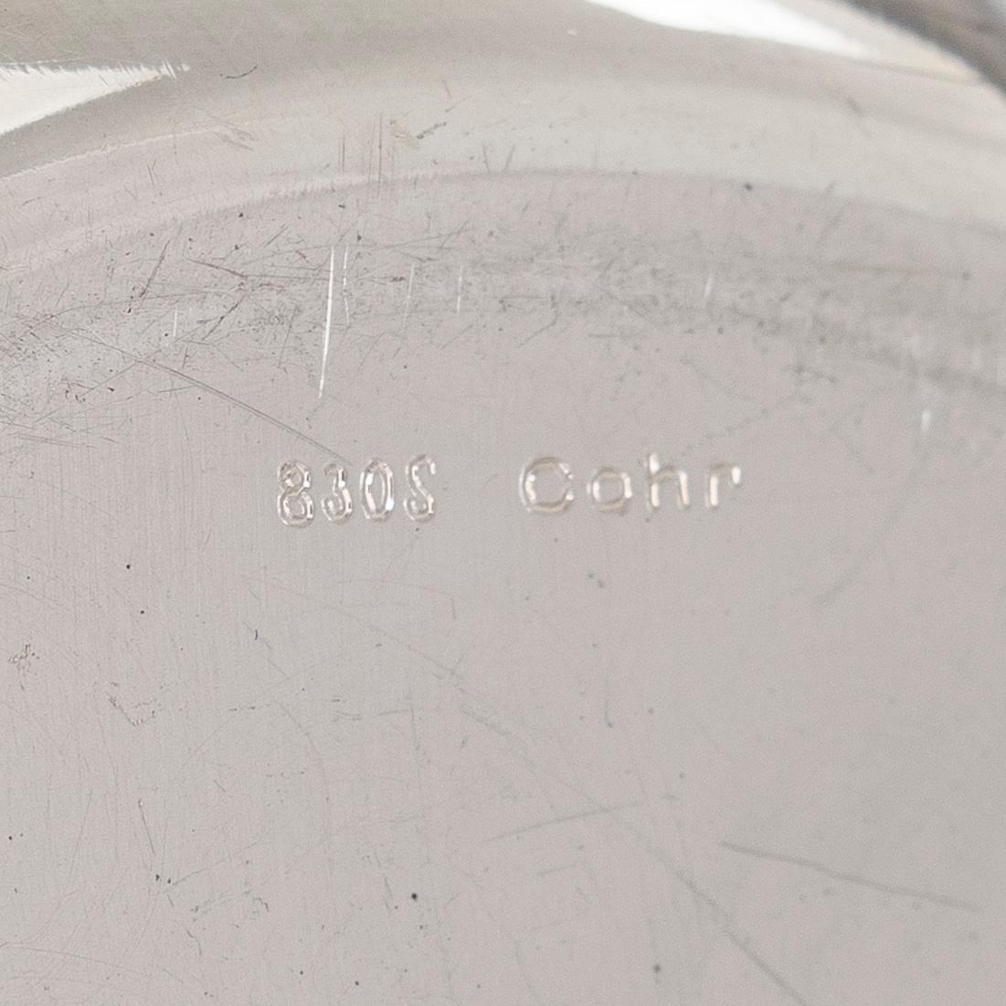 Terrin med lock, skål samt karott med trähandtag, silver, Cohr, Danmark, 1900-tal.