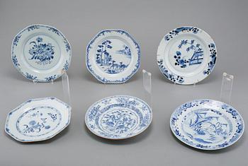 TALLRIKAR, 6 st, porslin, Kina, 1700-tal.