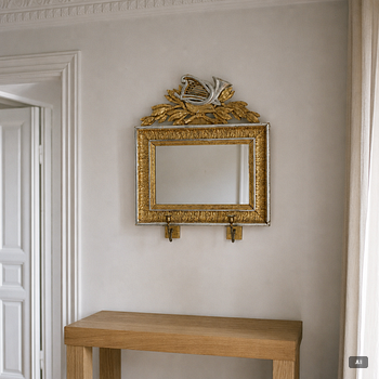 A gilt-gesso two-branch Empire girandole mirror, first part 19th century.