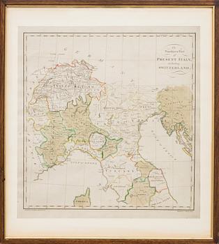 KARTOR, 2 st, handkolorerade 1700-tal.