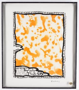 Pierre Alechinsky, etsning & linoliumsnitt, 1989, signerad 2/125.