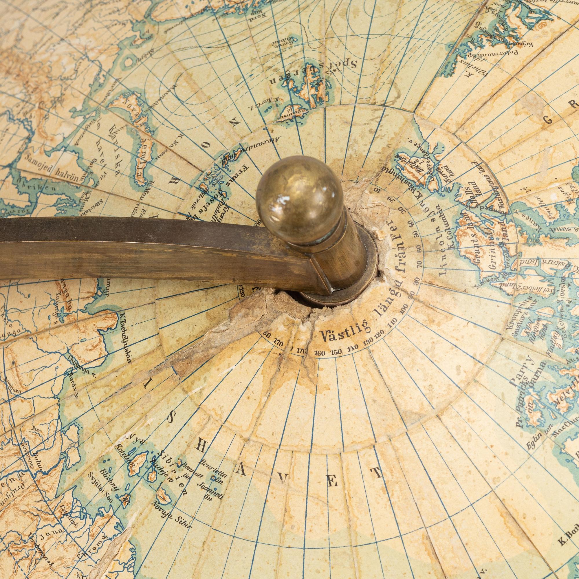 A globe by H.Keipert & ARvid Kempe, Wahlström & Widstrand, Stockholm, Sweden, 1909.