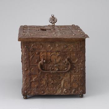 A Baroque 17th century iron chest.