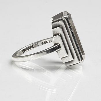 Wiwen Nilsson, a sterling and facet cut rock crystal ring, executed in Lund Sweden 1964.