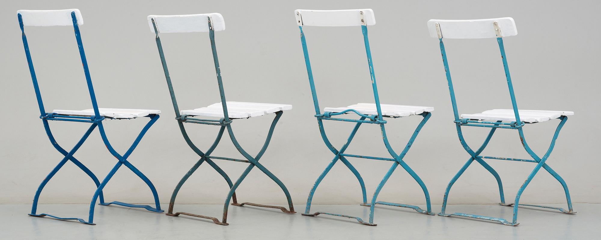 TRÄDGÅRDSSTOLAR, 4 st snarlika, 1900-talets mitt.