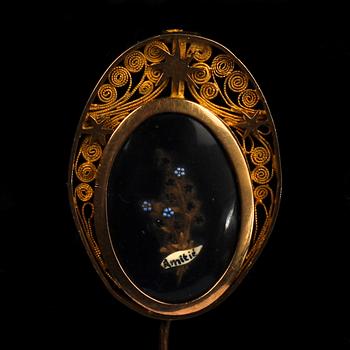 BROSCH, 18k guld. Adolf Fredrik Ekeberg, Göteborg (1795-1841). Vikt tot 5,6 g.