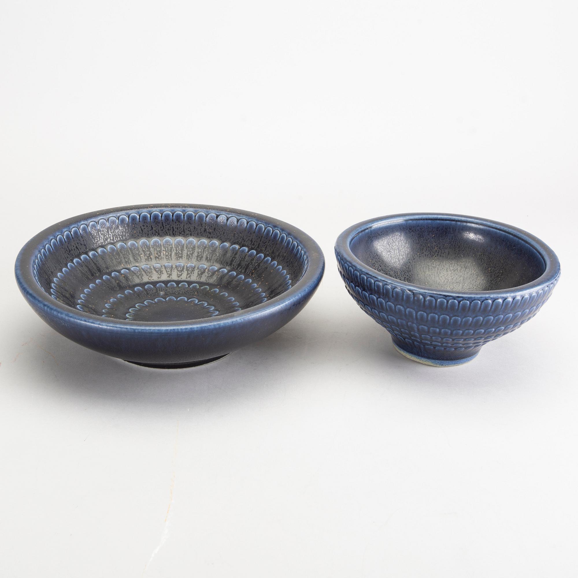 KÅGE VERKSTAD, two stoneware bowls, Sweden, mid 20th century.