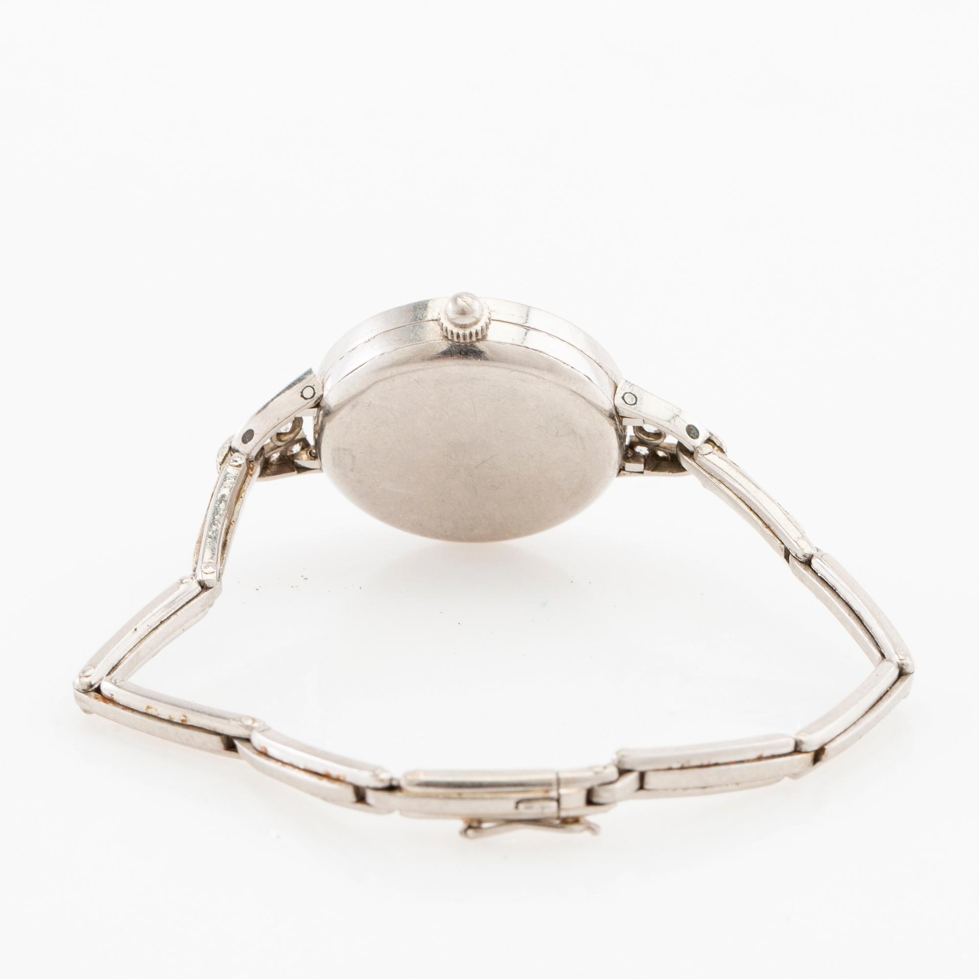 Armbandsur platina med gammalslipade diamanter, Chronometre Movado.