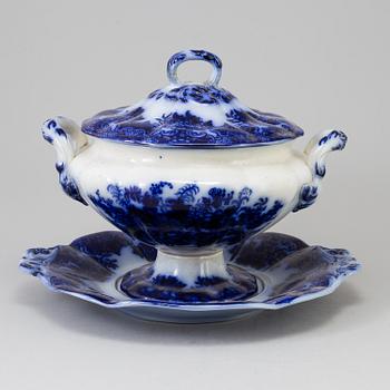 MATSERVIS, 76 delar, flintgods, "Flytande blått", Gustavsberg.