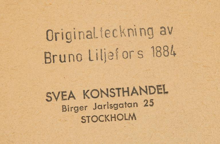 Bruno Liljefors, tusch & akvareller, 8 st samt 1 titelsida. Titelsidan signerad BL.