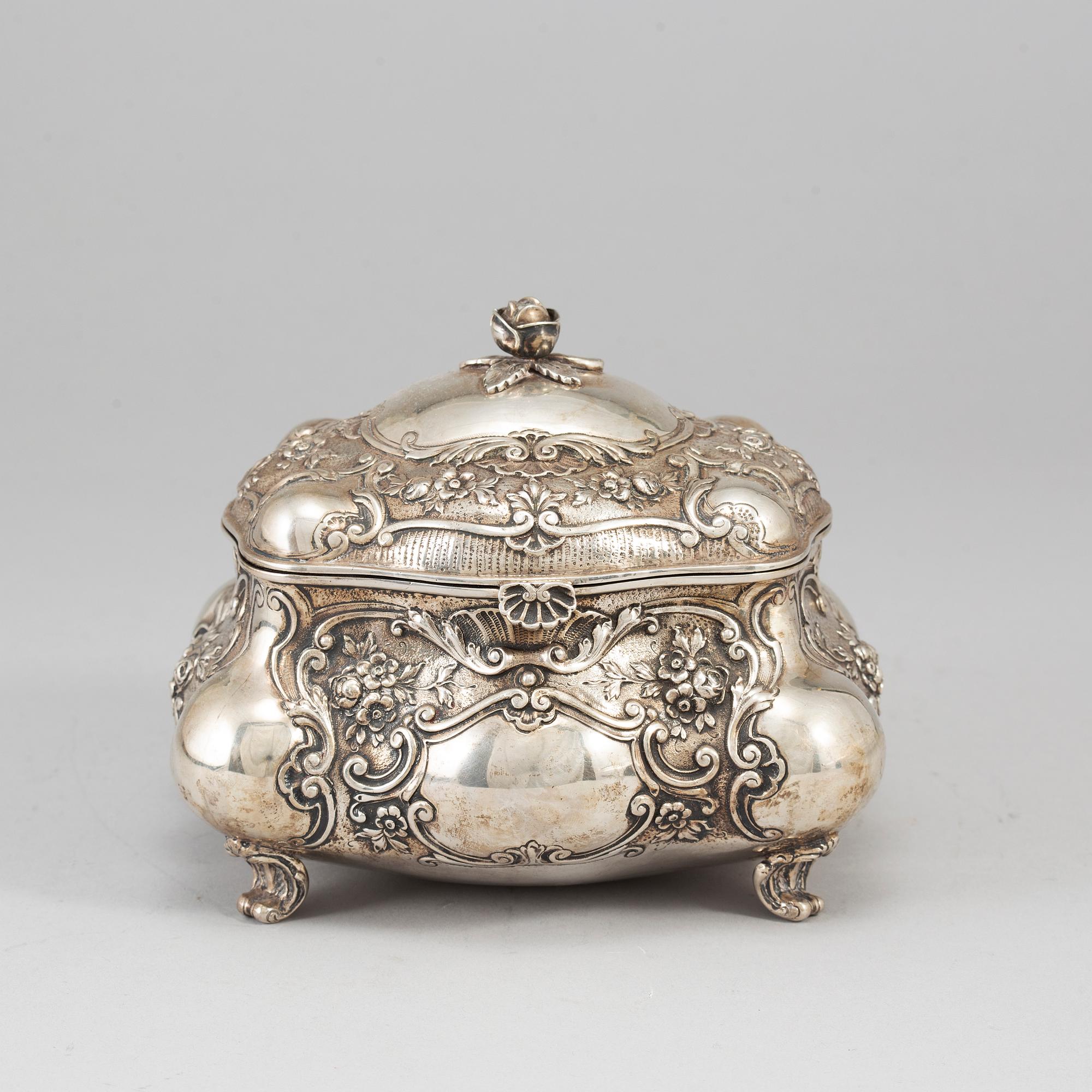A German late 19th century silver sugar-box.