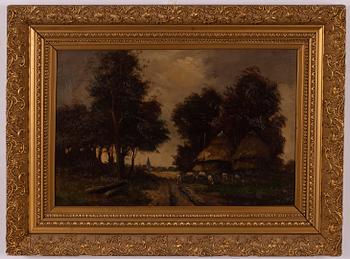 Unknown artist, 19th century, Landscape with figures and sheep.