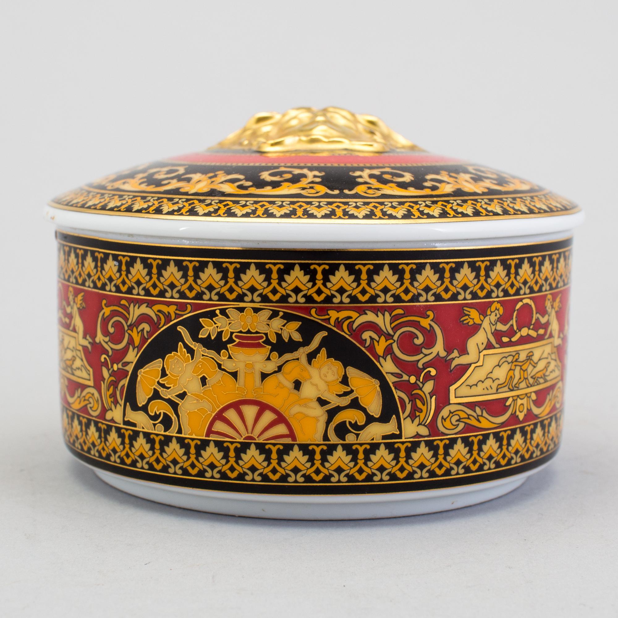 A lidded jar and a dish, Versace "Medusa".