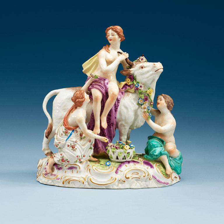 FIGURIN, porslin. Wienliknande märke. "Europa och Tjuren".