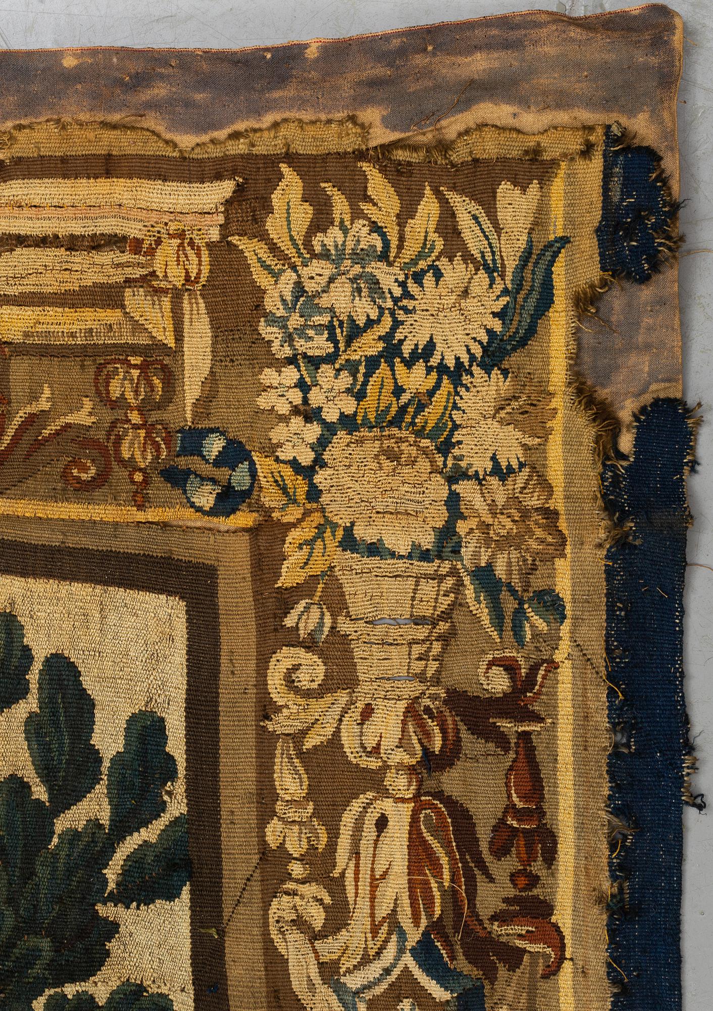 A tapestry, "Verdure", tapestry weave, "entre-fenêtre", Aubusson around 1700-first half of the 18th century.
