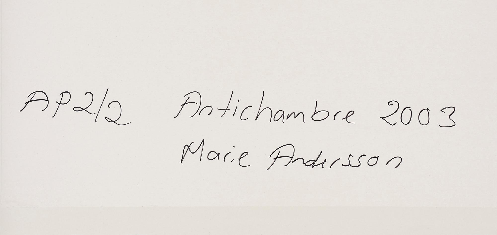 MARIE ANDERSSON, Lambdaprint. Signerad Marie Andersson och numrerad AP 2/2 a tergo. Utförd 2003.