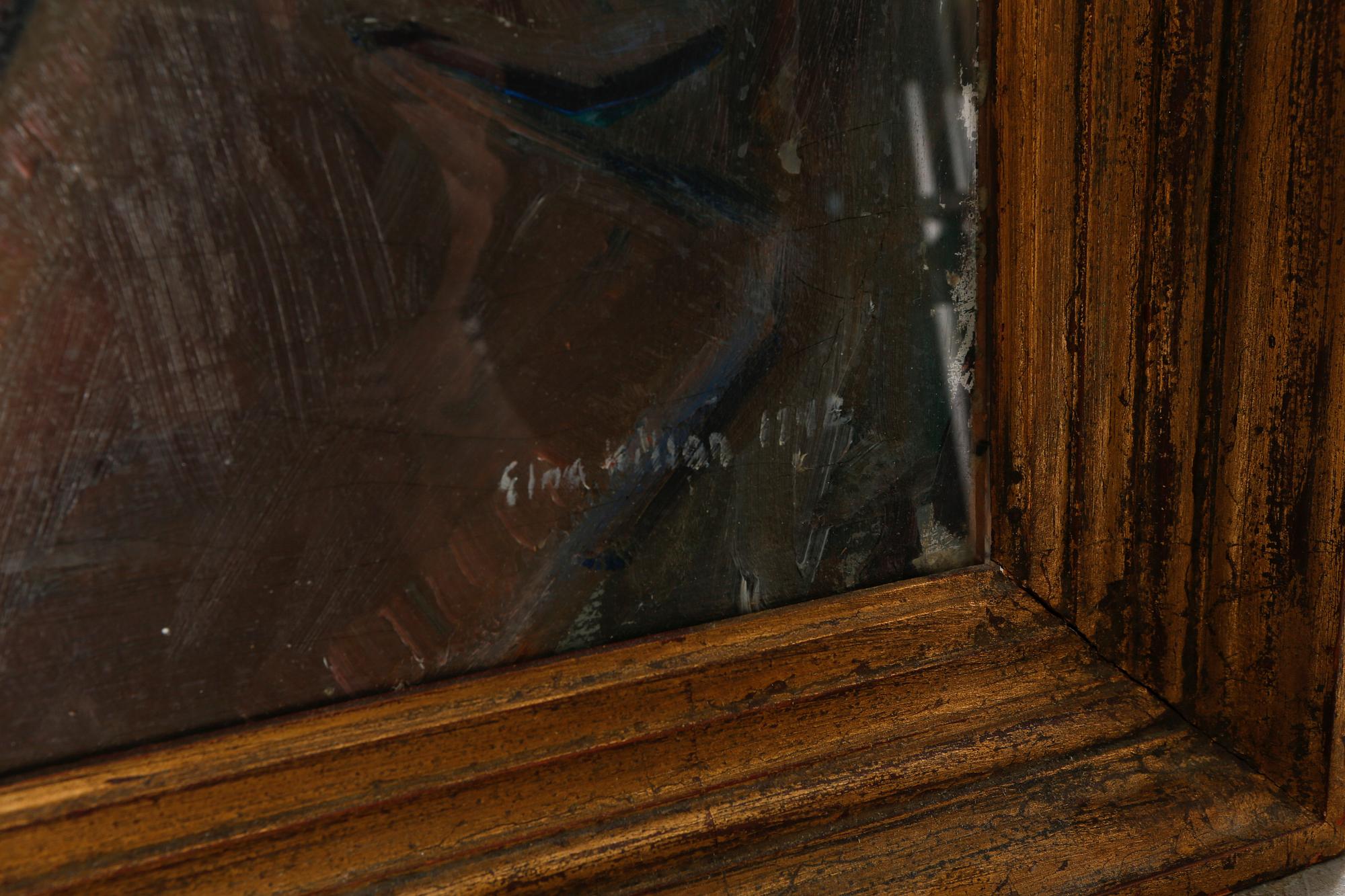 An unknown artist, oil on panel, signed Elna Nilsson and dated 1942?.