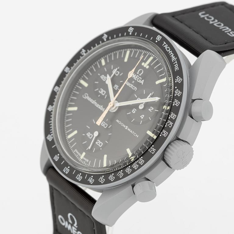 Swatch/Omega, MoonSwatch, "Mission to Moonshine", chronograph, wristwatch, 42 mm.