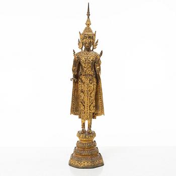 A gilt bronze buddha, Bangkok, Thailand, 1900s.